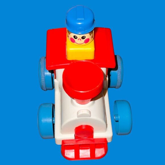 Vintage Push N Go Cho Cho Train White & Red Tomy Toys 1975 Works B9 - Picture 1 of 4
